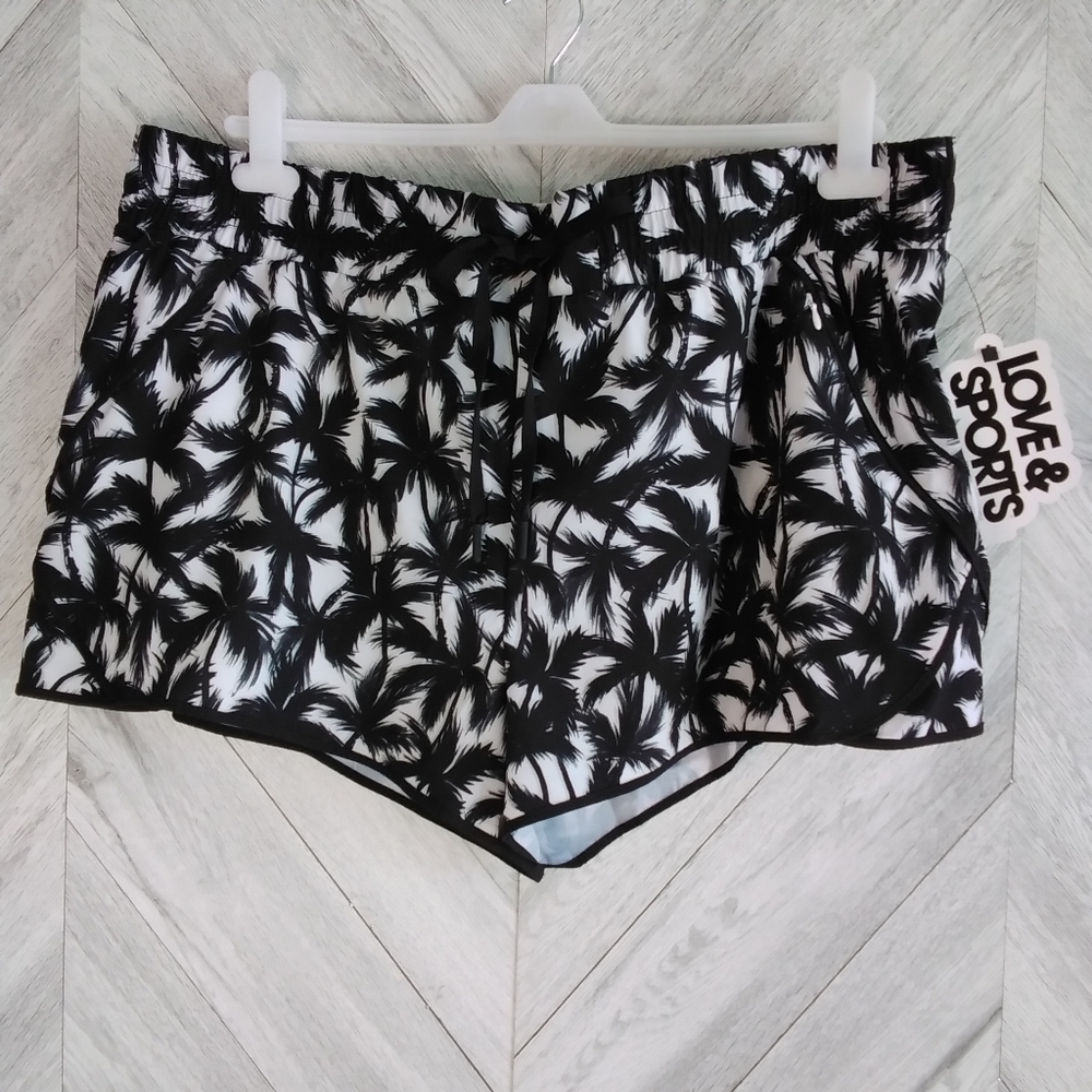 Love&Sports Women's Running Shorts Sz: XXXL (22) Black Palms